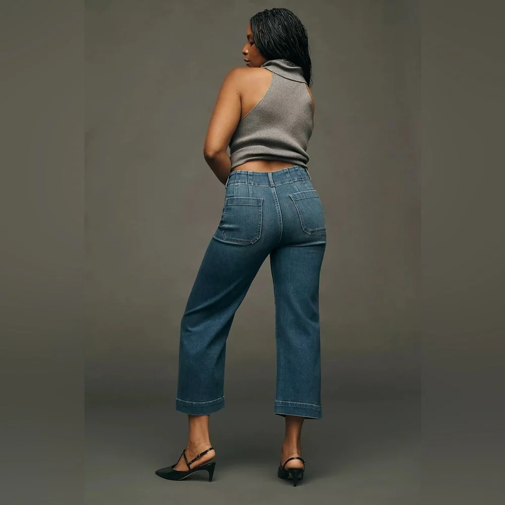 THE COLETTE DENIM CROPPED WIDE-LEG JEANS BY MAEVE Anthropologie NWT Size 30 - Picture 3 of 12